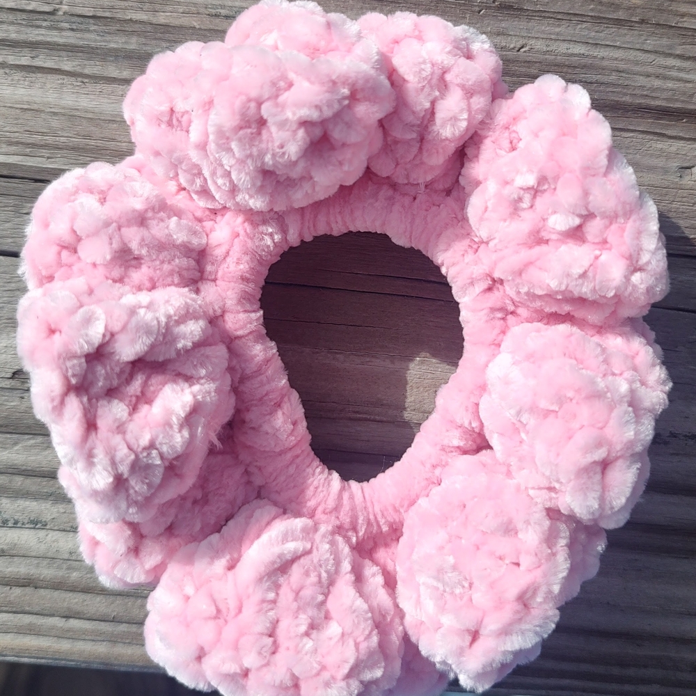 Pastel Pink Plush Oversized Hair Scrunchie